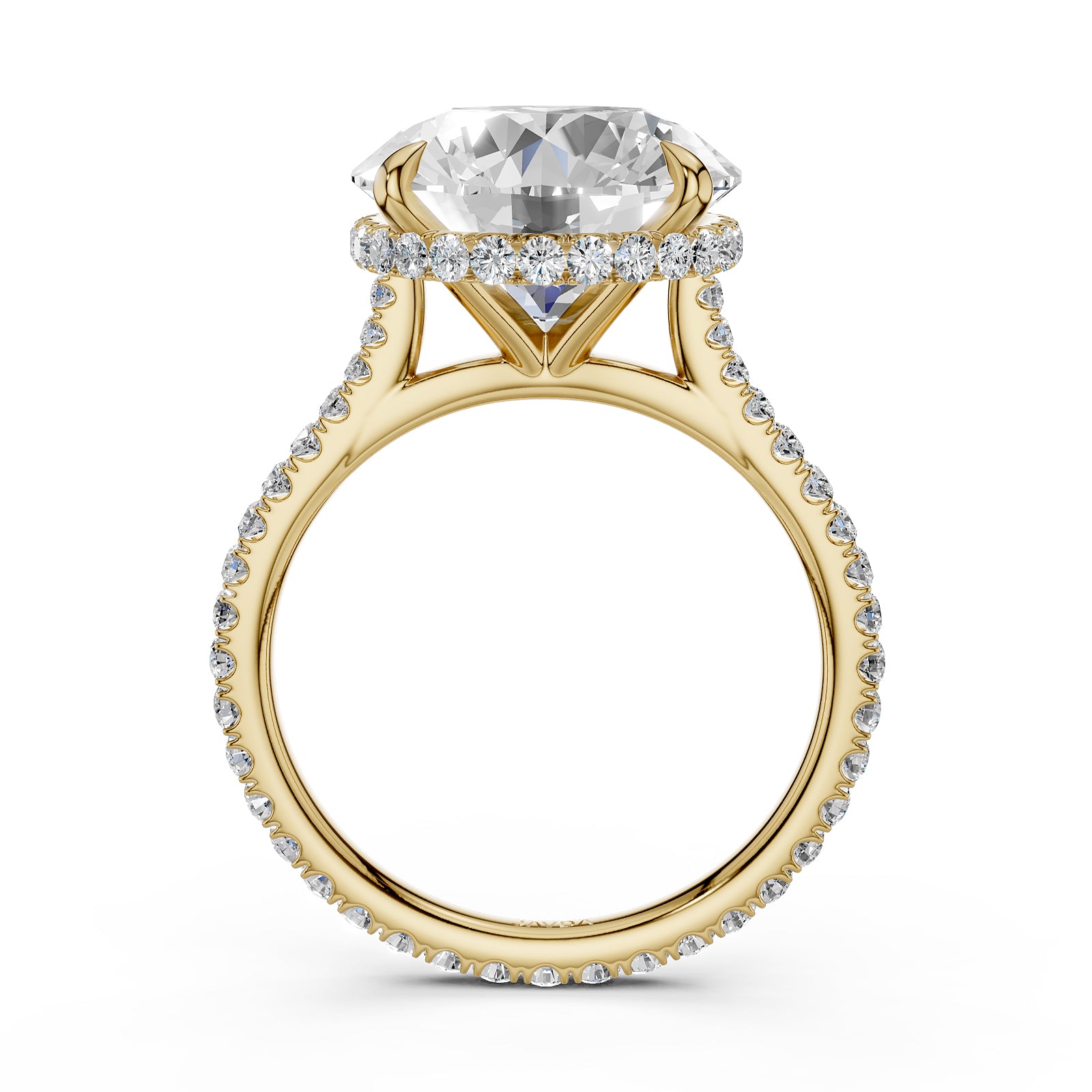 Cathedral Style Halo French U Pave Set Lab Grown Diamond Engagement Ring IGI Certified 4.55 Ctw.